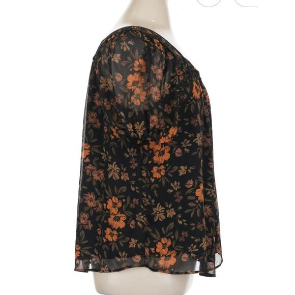 Daniel Rainn 1X Women's Blouse Short Sleeve Black Floral - Picture 3 of 7